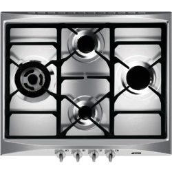 Smeg SR264XGH 60cm Cucina 4 Burner Gas Hob with New Style Controls  in Stainless Steel